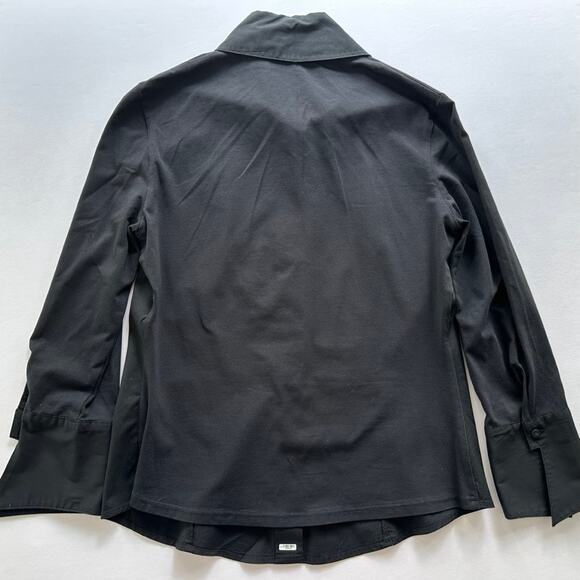 Anne Fontaine Connie Shirt Size 40 Black Sleek Shirt 3/4 Sleeves Front Button - Picture 6 of 7